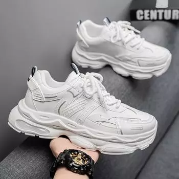 Spring men s shoes new breathable little white shoes men s trend versatile platform sports shoes casual black dad shoes men 39