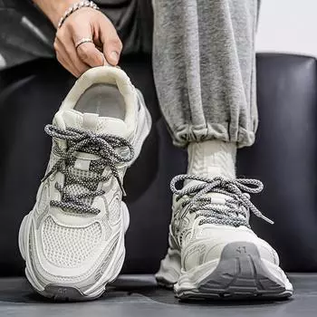 Spring men s shoes new breathable shoes men s sports shoes trendy versatile platform casual running dad shoes trendy shoes 39