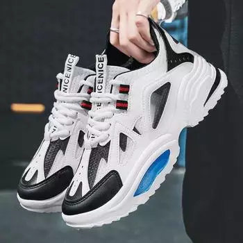 Spring men s shoes spring breathable 2025 new youth sports leisure running heightening dad Internet celebrity tide shoes 39