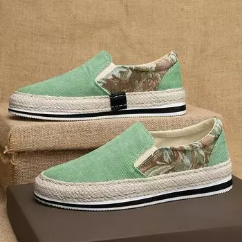 Spring Men s Slip-on Shoes, Old Beijing Cloth Shoes, Men s Lazy Sneakers, Fisherman Canvas Shoes 41 зелёный