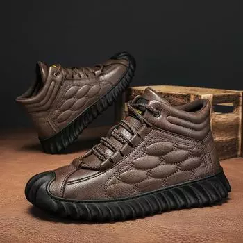 Spring men s snow boots construction site men s sports shoes driving work waterproof thermal cloth shoes labor insurance casual shoes 38 коричневый