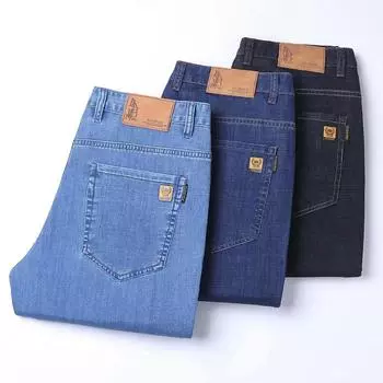 Spring Men s Straight Leg Loose Casual Stretch Summer Ice Silk Long Pants 28 темно-синий