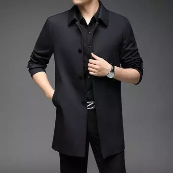 Spring men s windbreaker jacket middle-aged business casual mid-length men s spring and autumn men s windbreaker jacket M