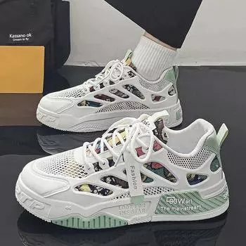 Spring Mens Running Shoes 2025 Breathable Skateboard Shoes Platform Comfortable Casual Sneakers Male Tenis Masculino Footwear 39 синий