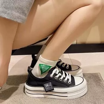 Spring muffin sole white shoes women s casual heightening thick baseplate shoes tide low-top women s shoes 35