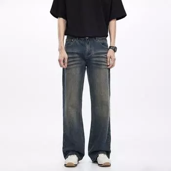 Spring New American Retro High Street Casual Micro-flare Floor Trousers Thick Jeans Trousers 28