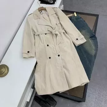 Spring New Arrival Elegant Commuter s All-Matching K-style Loose Temperament Elegant Fashion Mid-Length Outwear a #17 Apricot color One size