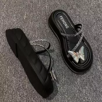 Spring new bow flip-flops fashion trend fashion flats casual toe beach women s shoes 35