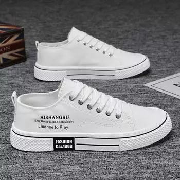 Spring new canvas shoes men s low-top casual sports running shoes students Korean version of teenagers trend breathable trendy shoes 39