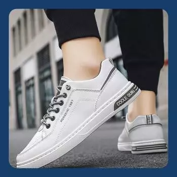 Spring New Casual Shoes White Shoes Men s Korean Trendy Versatile Flat Shoes Youth Casual Men Shoes 39 чёрный
