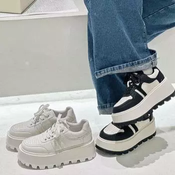 Spring New Classic Designer Retro Sports Black and White Platform Muffin Heightening Board Shoes Tide 35 чёрный