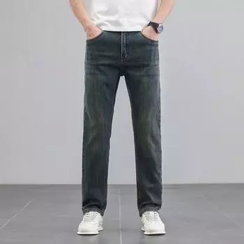 Spring New Elastic Fit Straight Jeans Men s Retro Men s Regular Trousers 28