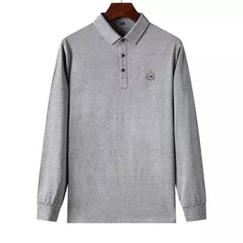 Spring New Fashion Men s Polo Shirt Embroidered Solid Color Loose and Simple Casual Long Sleeve T-shirt Men s Clothing M