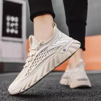 Весенние новые мужские туфли для гольфа на шнуровке, удобные повседневные кроссовки для ходьбы на открытом воздухе, кроссовки для бега трусцой 39 бежевый