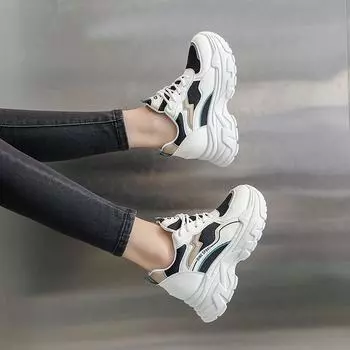Spring new heightening dad shoes women s versatile small thick-soled breathable casual sports little white shoes 35