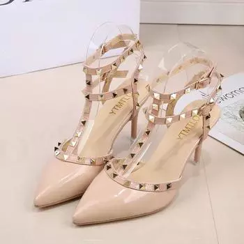 Весна Новые Высокие Каблуки Женские Каблук-Шпилька Дикие Сексуальные Остроносые Полые Клепки Одиночные Туфли Женские Босоножки с Пальцами Женские 35
