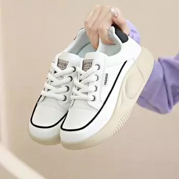Spring New Ins Basic White Shoes Women s Leather Student Board Shoes Women s Breathable Casual Shoes 35 белый