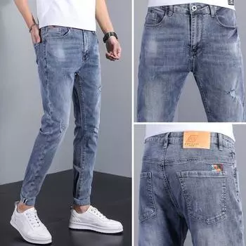 Spring New Jeans Men s Korean Casual Pants Men s Elastic Slim Fitting Small Leg Straight Leg Pants 28