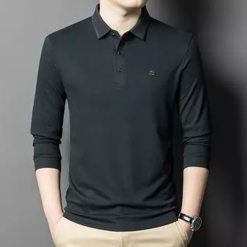 Spring New Lapel Men s Long Sleeve T-Shirts Merchant Fashion Casual Long Sleeves M