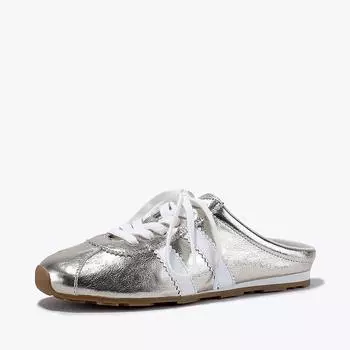 Spring new leather half-pack slippers women without heels flat bottom tide 35