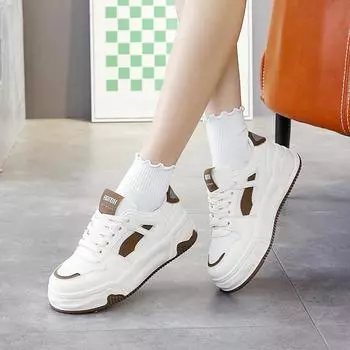 Весенние новые маленькие белые туфли женские универсальные спортивные и повседневные туфли для папы обувь модные осенние модели популярные 35 чёрный