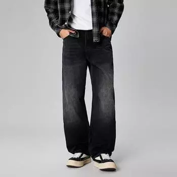 Spring New Mainstream Retro Loose Straight Casual Men s Jeans Without Elastic Denim 28 чёрный