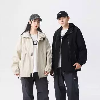 Spring New Men s and Women s Outdoor Sports and Leisure Explosive Jacket Windproof and Waterproof Large Size Jacket S слоновая кость