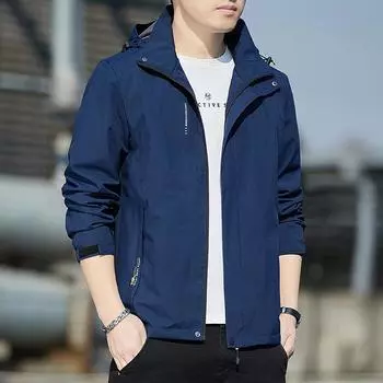 Spring New Men s Coat Trend Spring and Autumn Hooded Thin Trench Coat Men s Sports Casual Jacket Men s Style M