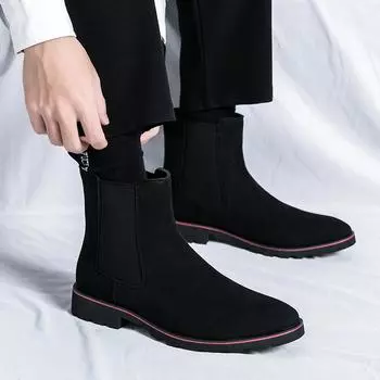 Spring new men s high-top suede leather boots large size retro fashion foot-fitting youth men s boots 38