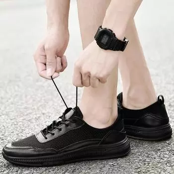 Spring new men s shoes breathable mesh sports shoes casual men s hollow mesh soft sole student running shoes 38 чёрный