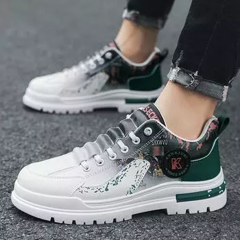 Spring new men s shoes heightened platform casual board shoes men s sports waterproof, non-slip, versatile and breathable little white shoes 39 черный серый