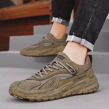 Spring new men s shoes new low-top outdoor sports shoes casual mesh breathable thick-soled wear-resistant men s trendy shoes 39