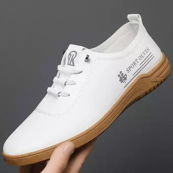 Spring new men s shoes sports shoes fashion casual shoes leather waterproof little white shoes Forrest Gump shoes trendy student shoes 39 чёрный