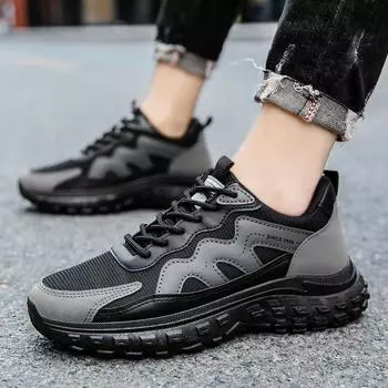 Spring new men s shoes trend breathable running shoes lace-up casual dad shoes men s sports shoes 39 чёрный
