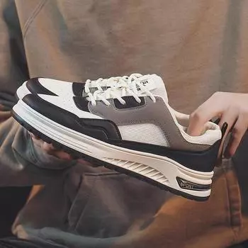 Spring New Men s Sports Casual Shoes Trendy Low-Top Shoes Leather White Shoes Men s Board Shoes 39