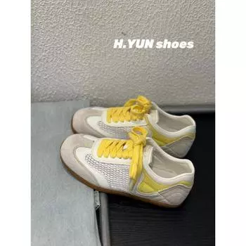 Spring new mesh breathable women s versatile and comfortable student shoes casual running sports shoes women 35 жёлтый