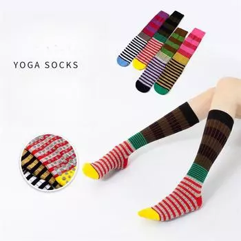 Весенние новые носки средней длины для йоги с женскими полосками, японские нескользящие носки для пола, впитывающие пот и дышащие, модные ретро-носки