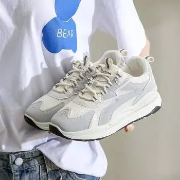 Весенние новые кроссовки Muffin Soft Bottom Rubber Fashion Colorblock Lace-up Sneakers Simple Ladies Casual Cortez 35