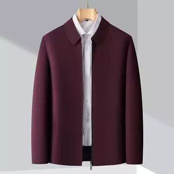 Spring New Mulberry Silk Men s Jacket Lapel Business Casual Large Size Non-iron Daddy Top Jacket 170