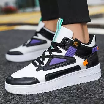 Spring new national tide color matching high-top shoes Korean version fashion little white shoes men s muffin youth sports shoes clearance 40