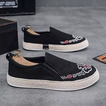 Spring new old Beijing cloth shoes casual single shoes men s canvas shoes non-slip breathable wear-resistant work shoes one pedal 39