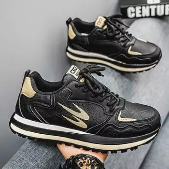 Spring new pattern machine splicing fashionable versatile sports and leisure men s shoes thick sole heightening non-slip wear-resistant dad shoes 39