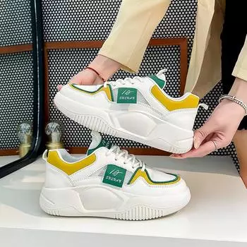 Spring New Platform Shake Shoes Versatile Fashion Women s Low-Top White Shoes Casual Retro Women s Shoes 35