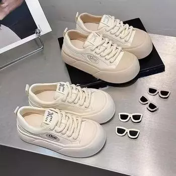 Весенние новые туфли Ins Модные маленькие белые туфли из натуральной кожи Белые туфли Женские спортивные и развлекательные туфли для сноуборда 35 белый