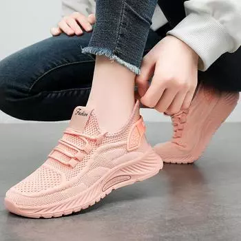 Spring new shoes women s shoes shoes flying woven breathable trend casual sports shoes soft-soled running shoes 36