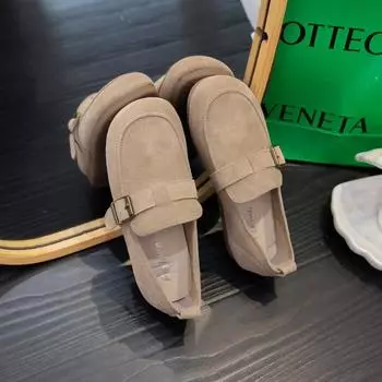 Spring new soft-soled soft-faced matte fashion Doudou shoes one-pedal flat-soled single shoes women s versatile mother shoes 35 хаки