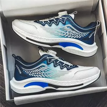 Spring new sports men s shoes casual fashion Korean version versatile breathable mesh shoes rotating button flying woven dad shoes 39