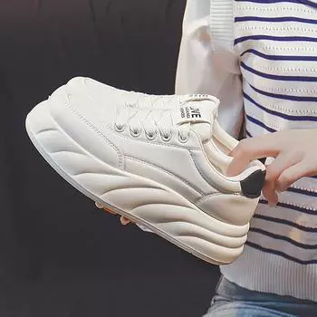 Spring New Student Ins Fashionable All-Matching Platform Shoes Spring and Autumn Casual Shoes 35 бежевый