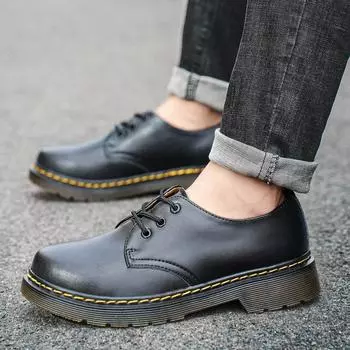 Spring New Thick Bottom Men s Shoes Outdoor Safety Beef Tendon Outsole Genuine Leather Work Shoes Casual Oxford Lace Up Shoes 38 красный