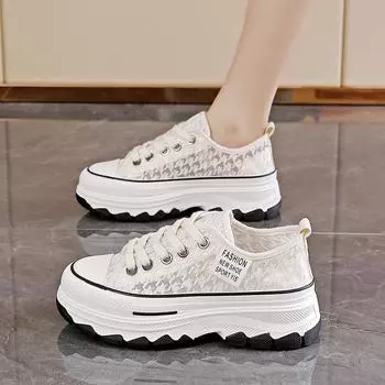 Spring new thick-soled heightening canvas shoes broken size special little white shoes Internet celebrity thin casual breathable board shoes 35